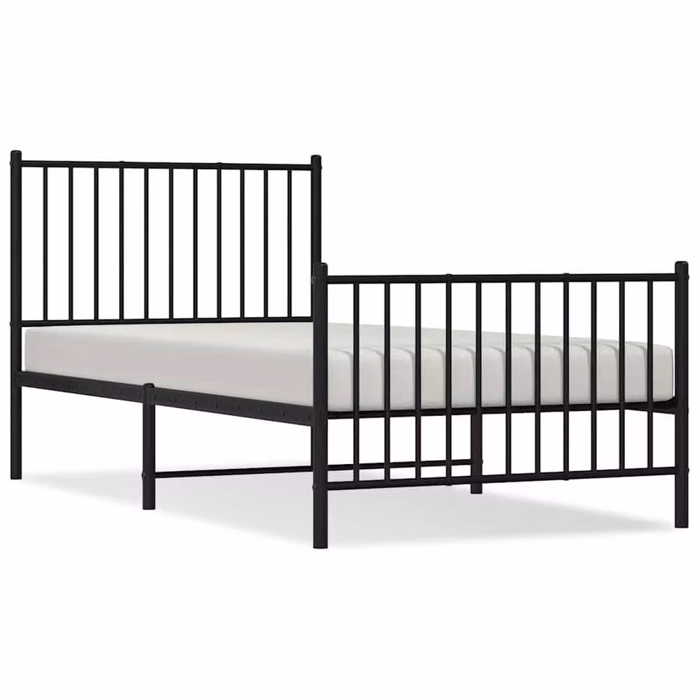 Berkfield Home Metal Bed Frame with Headboard and Footboard, Black, W/D/H: 90 x 190 x 95 cm – 2