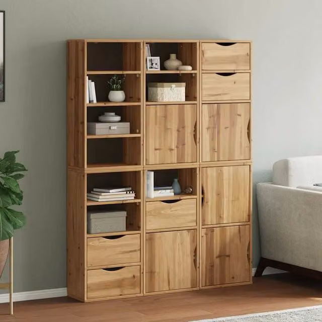 Berkfield Home ODDA Side Cabinets, 6 Piece Set, Brown Solid Wood Pine, W/D/H: 40 x 24 x 79 cm – 1