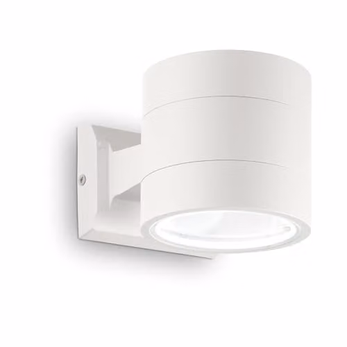 Ideal Lux SNIF ROUND AP1 White and Transparent Glass Wall Light with Aluminium Details