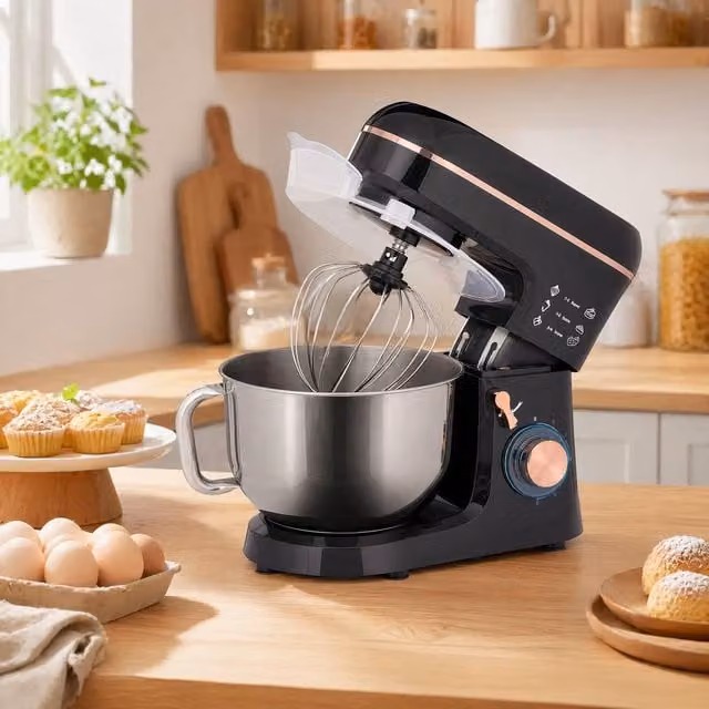 STILVORA 5L Stand Mixer in Black with 6 Speeds, Pulse Function and Overheat Protection – 1