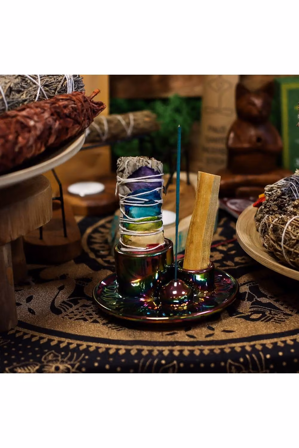 KDMD Mandala Palo Santo Stick and Smudge Holder in Multicolour Metallic Rainbow – 3