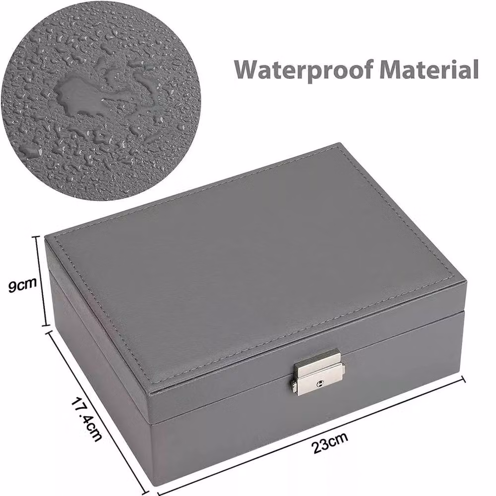 SPETLEK 2-Layer Grey PU Leather Jewellery Box with Organizer – 2
