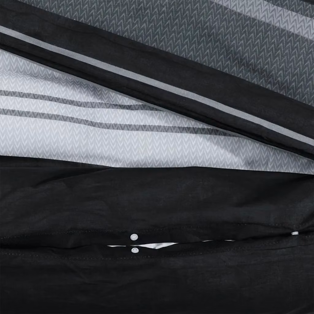 Berkfield Home Striped Cotton Duvet Cover and Pillowcase Set in Black and White, W/H: 240 x 220 cm – 4