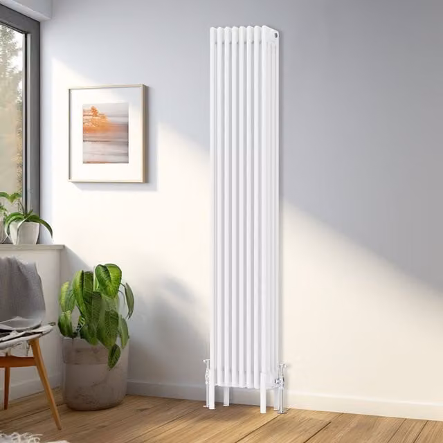 Right Radiators Traditional 4 Column Vertical Radiator, White, H: 180 cm, W: 38 cm, D: 38 cm