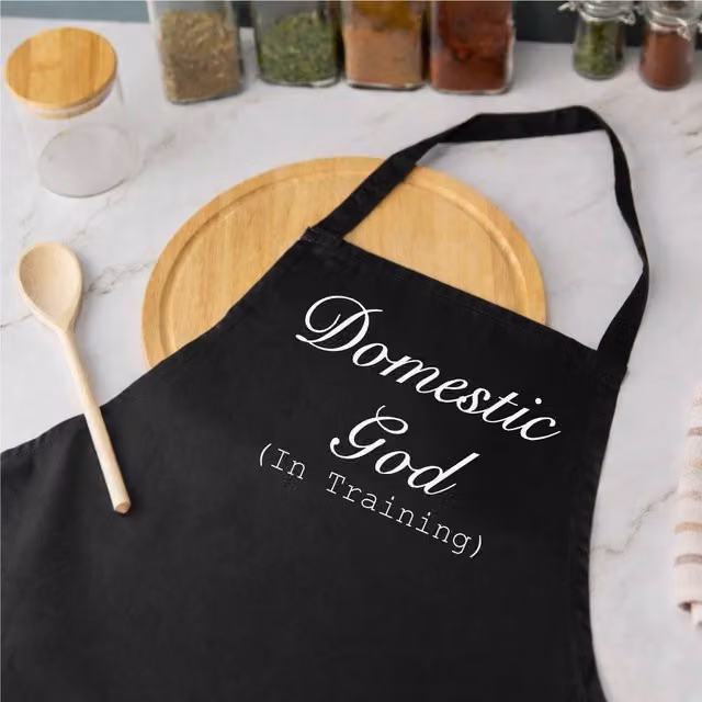 60 Second Makeover Men's Domestic God (In Training) Black Cotton Apron