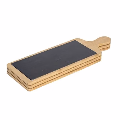 Argon Tableware Bamboo and Slate Serving Paddles, Pack of 3, Grey and Brown, W: 44.5 cm, D: 14.5 cm – 1