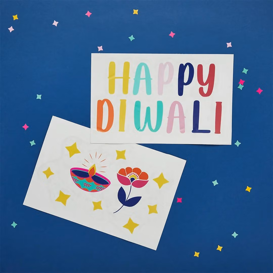Club Green Multicolour Diwali Window Clings, Pack of 2 – 3