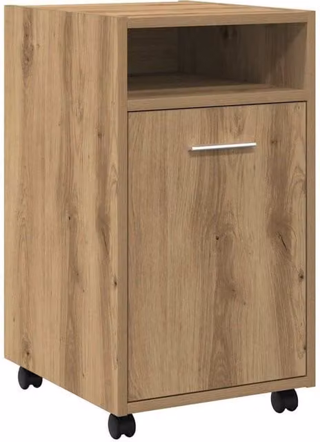 Berkfield Home Artisan Oak Cabinet with Wheels in Brown, W/D/H: 33 x 38 x 60 cm