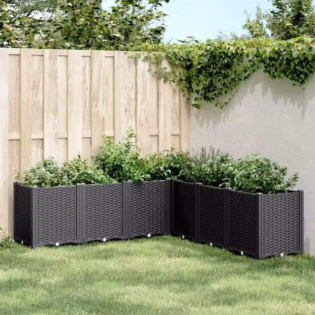 Berkfield Home Black Plastic Garden Planter Tub W: 160 cm, D: 160 cm, H: 53 cm