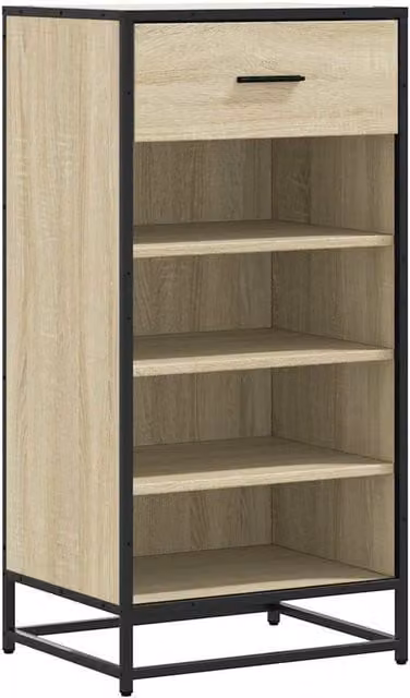 Berkfield Home Shoe Rack in Sonoma Oak and Beige, W/D/H: 48 x 38 x 97.5 cm