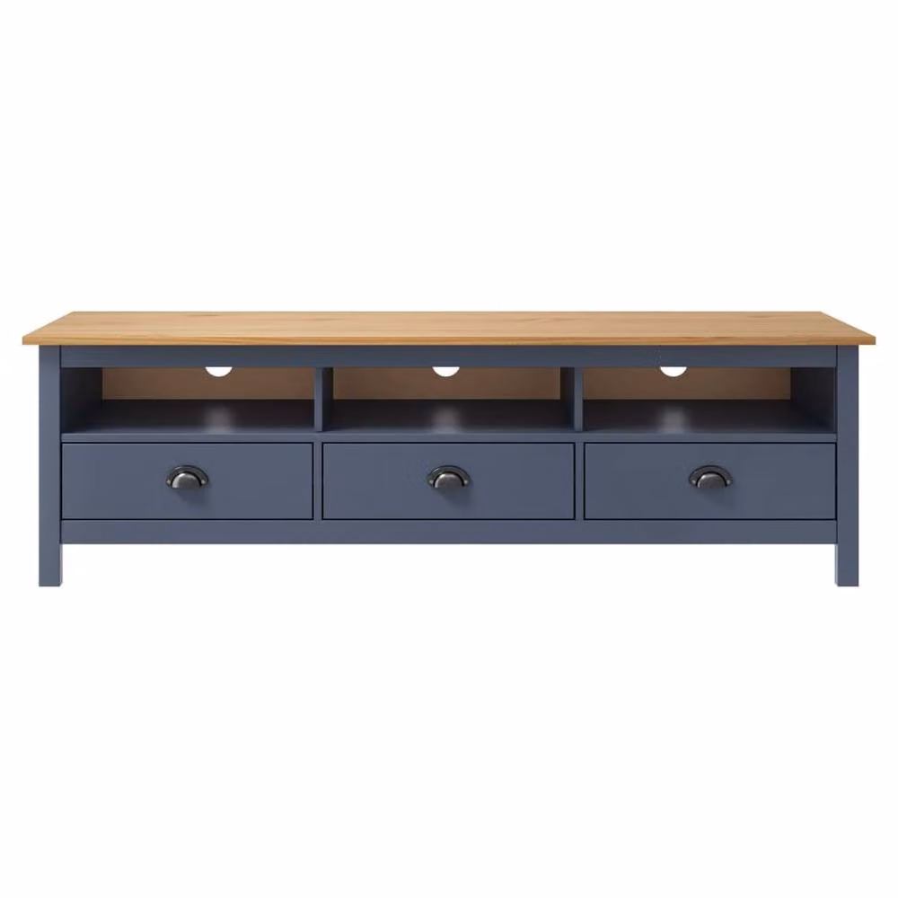 Berkfield Home Hill Retro TV Cabinet in Grey Solid Pine Wood, W/D/H: 158 x 40 x 47 cm – 2