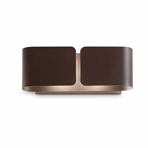 Ideal Lux CLIP AP2 MINI CORTEN Modern Rectangular Up and Down Wall Light in Bronze and Gold/Brass Metal