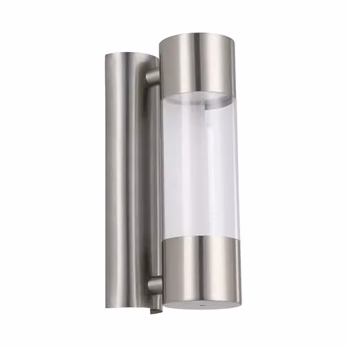 Eglo Robledo LED Outdoor Wall Lamp in Silver with 2-Light Cylinder Design