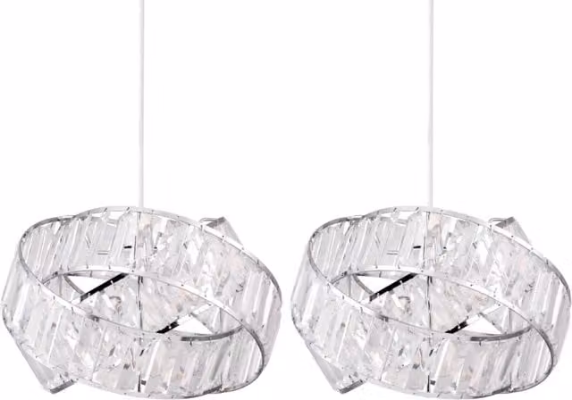 First Choice Lighting Set of 2 Transparent Crystal Jewelled Layered Twist Round Ceiling Light Shades – 1