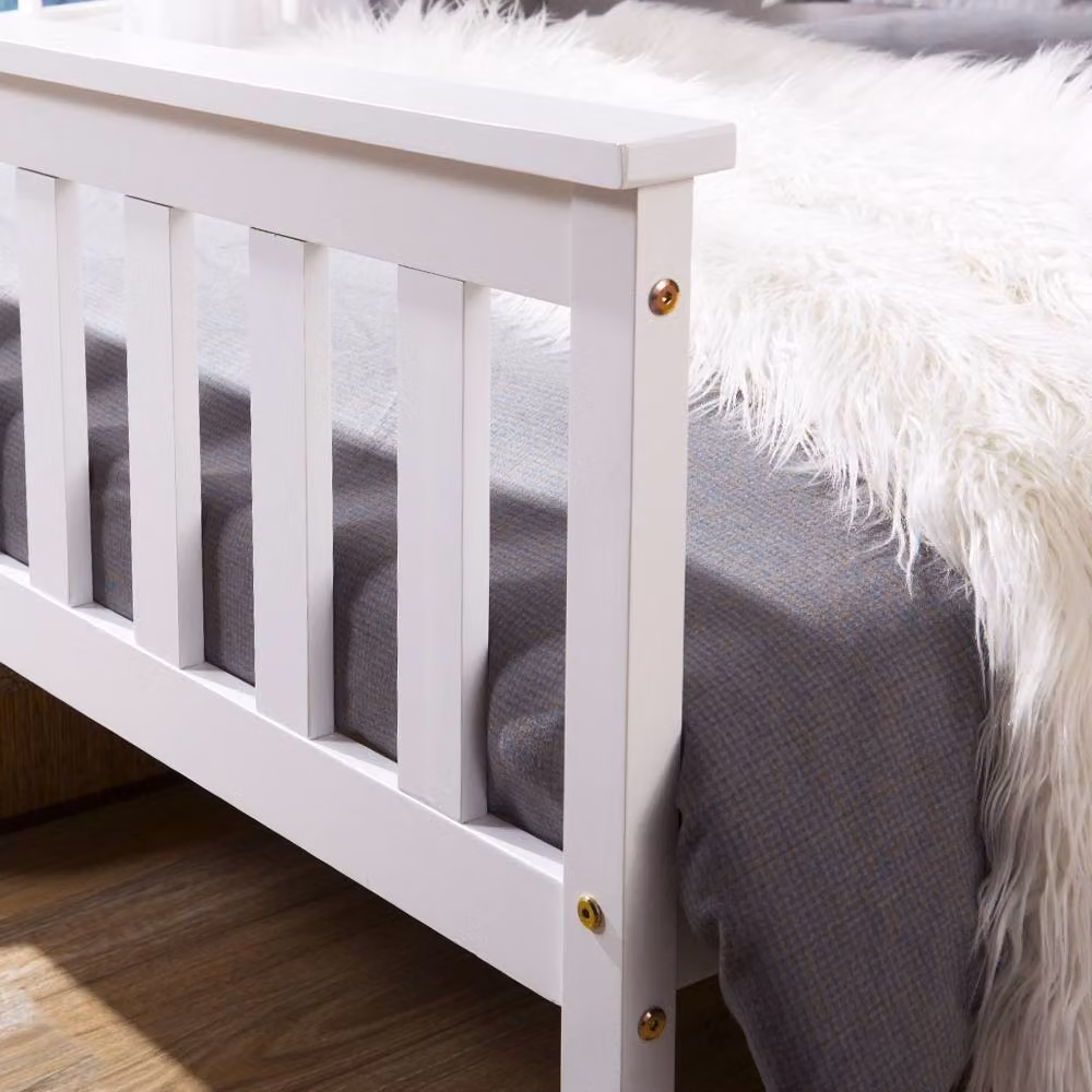 STILVORA Single 3ft Bed Frame in White Lacquered Solid Pine Wood, W/D/H: 90 x 190 cm – 5