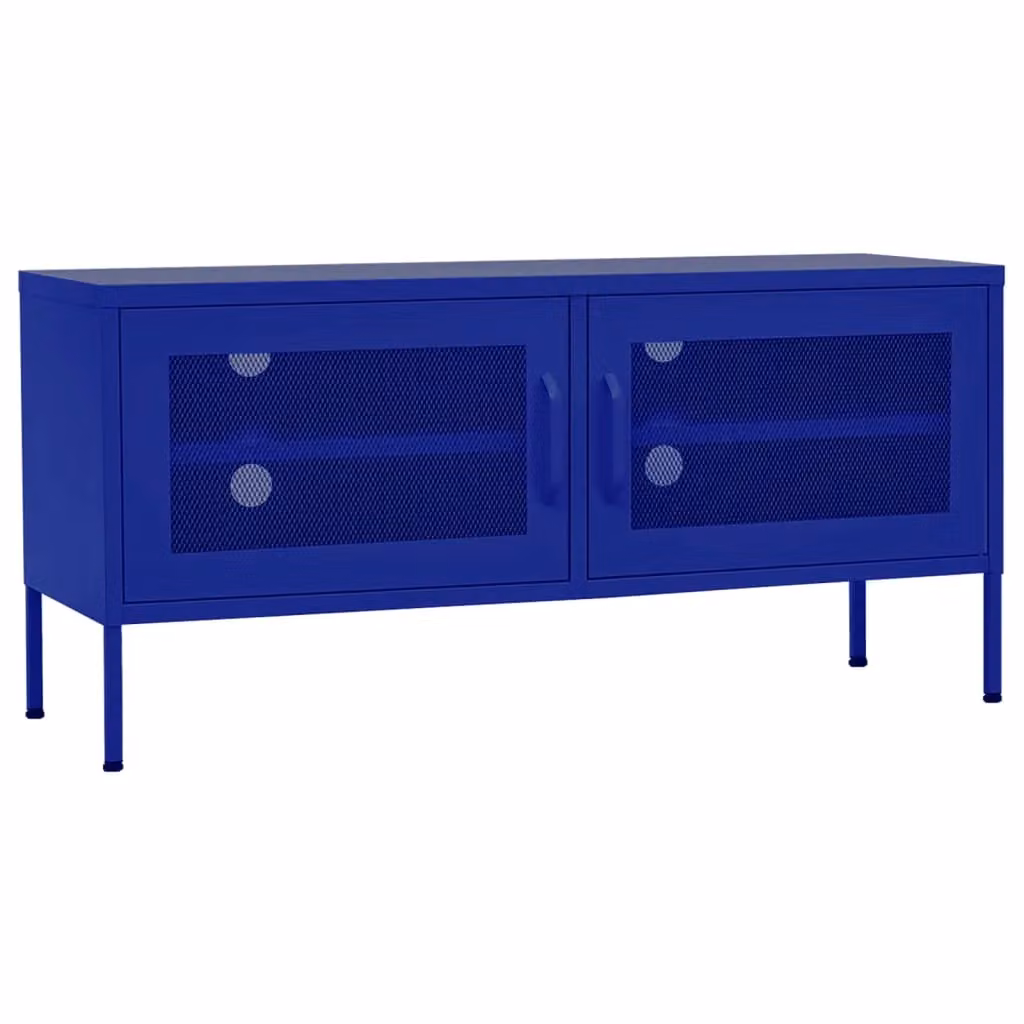 Berkfield Home Navy Blue Metal TV Cabinet W/D/H: 105 x 35 x 50 cm – 2