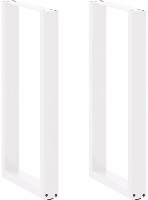 Berkfield Home U-Shaped Steel Coffee Table Legs, White, 2 Pieces, H: 50 x W: 90-91 cm