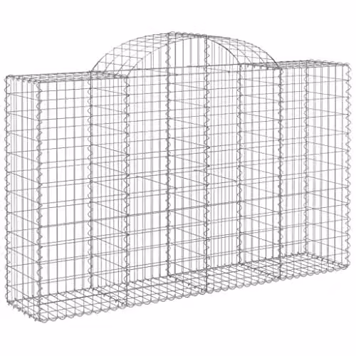vidaXL Arched Gabion Baskets, 11 Pieces, Galvanised Steel, Silver, W/D/H: 200 x 50 x 120/140 cm – 1