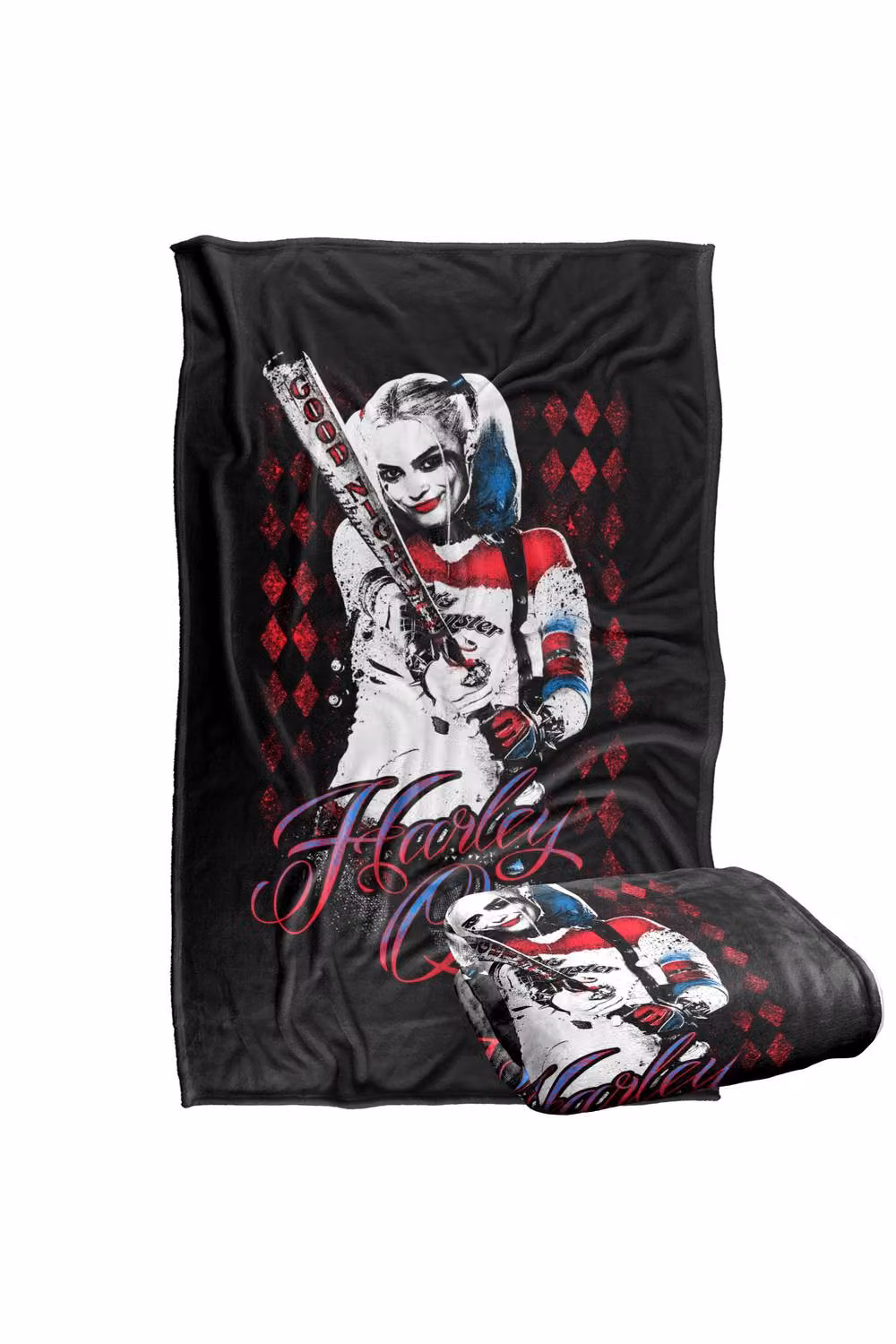 Warner Bros. Suicide Squad Harley's Bat Silky Touch Super Soft Fluffy Polyester Throw Blanket in Multicolour and Black, Large – 2