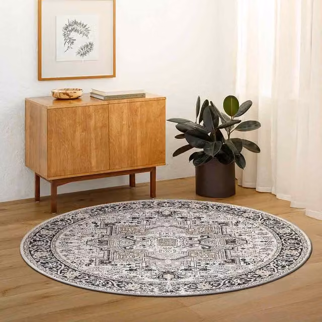 Livabliss Machine Woven Vintage Boho Living Room Rug in Black, Beige and Grey, W/D/H: 200 x 275 cm – 1