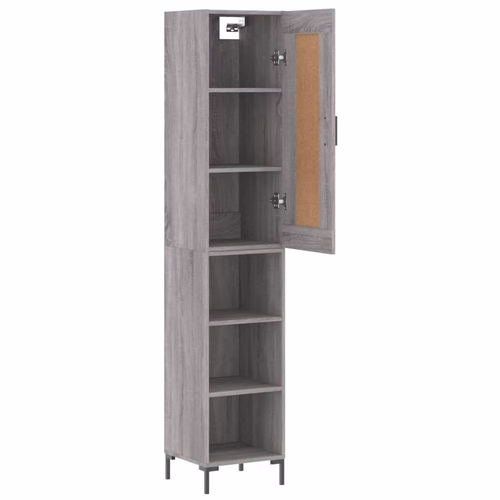 Berkfield Home Grey Sonoma Modern Highboard with Hinged Doors and Internal Shelves, W/D/H: 34.5 x 34 x 180 cm – 3