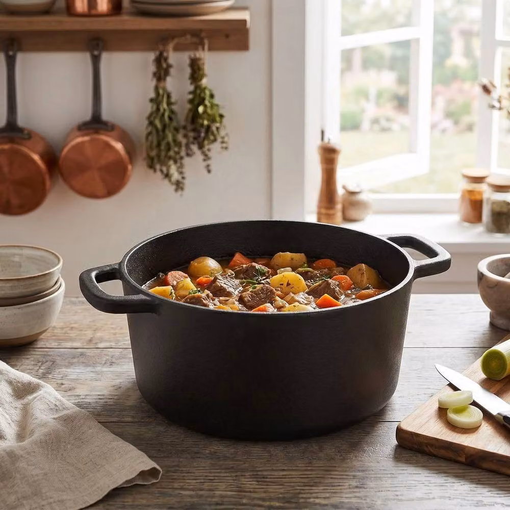 NESTLUNE Black Cast Iron Casserole Dish Pot for Stewing, W/D/H: 21 x 9 cm – 4