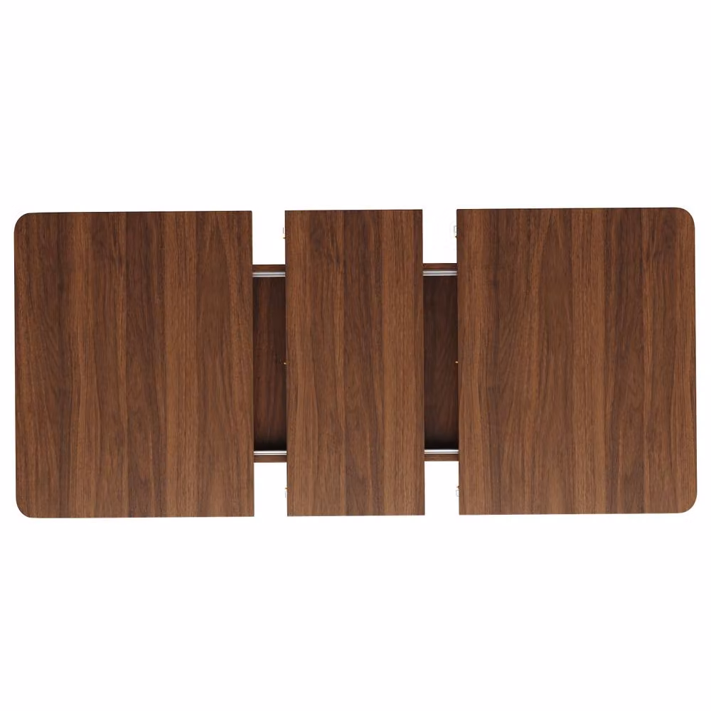 Merax Rectangular Extending Dining Table in Walnut with V-Leg Pedestal Base, W/D/H: 120-160 x 60 x 76.1 cm – 4