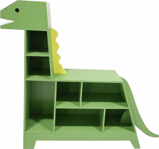 Teamson Kids Dinosaur Bookcase and Toy Organiser for Children, Green