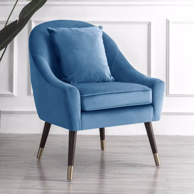 Artemis Home Octavia Mid-Century Tub Accent Chair in Blue Velvet with Solid Wood Frame