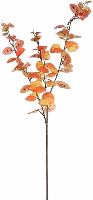Kingsbury Gifts Artificial Autumn Eucalyptus Foliage Stem, Orange, 100 cm