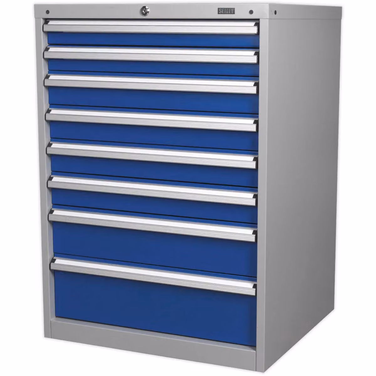 Loops 8 Drawer Industrial Metal Cabinet in Blue, W: 72.5 cm, D: 65.5 cm, H: 100 cm – 3