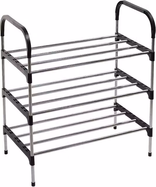 Nordara 3-Tier Metal Shoe Rack Organiser Stand in Black