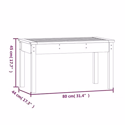 vidaXL Modern Grey Garden Bench made of Solid Pine Wood, W/D/H: 80 x 44 x 45 cm