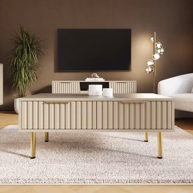 GFW Nervata Modern Rectangular Coffee Table in Black and Gold – 2