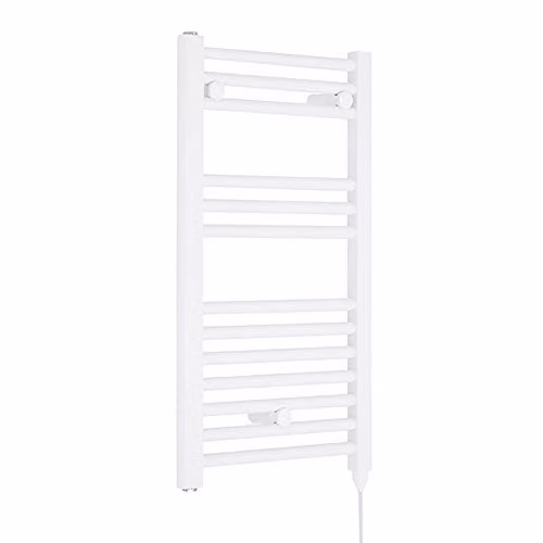Nuie MTY156 Modern Bathroom 300 Watt Heated Electric Ladder Towel Rail, White, H 72 cm x W 40 cm