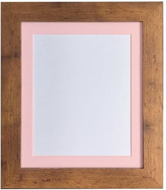 Frames & Mirrors 4U Metro Vintage Wood Frame with Pink Mount for A4 Images in Walnut