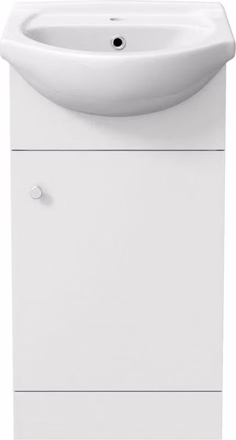 FORGEVIO Modern White Freestanding Bathroom Basin Sink Vanity Unit with Soft Close Hinged Doors, Width: 45 cm
