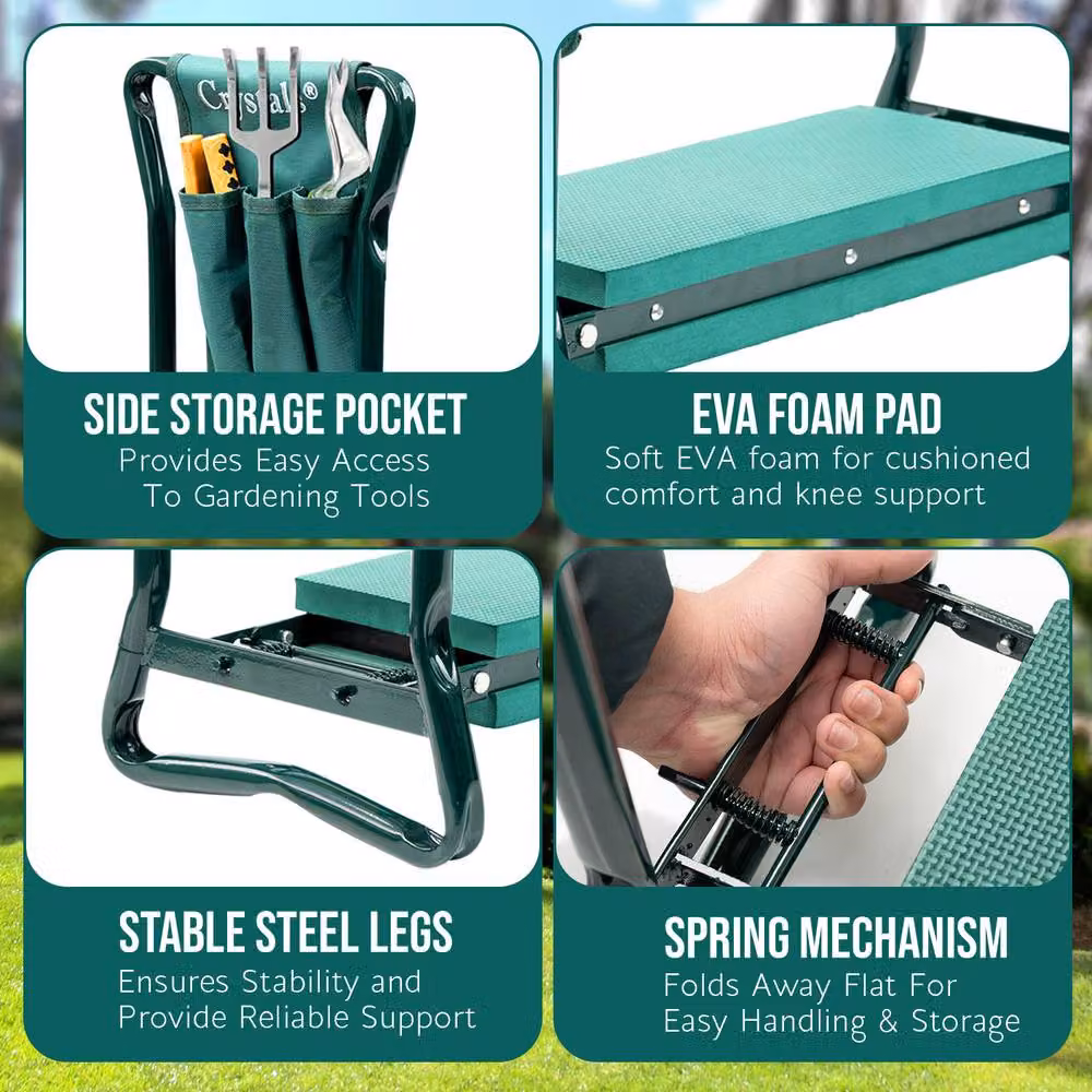 Crystals Portable Foldable Gardening Kneeler Pad in Dark Green – 4