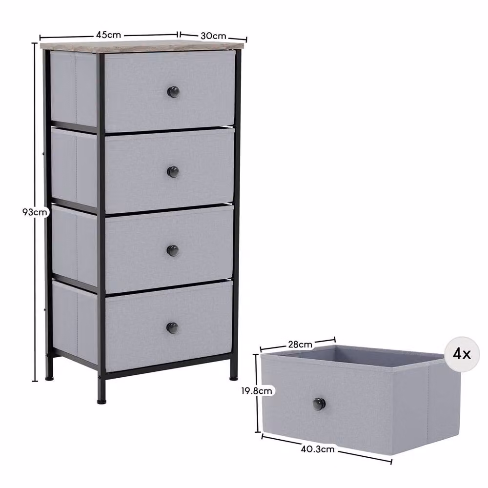 NESTLUNE Modern 4 Drawer Fabric Chest of Drawers in Beige and Grey, W: 100 cm, D: 15 cm, H: 15 cm – 2
