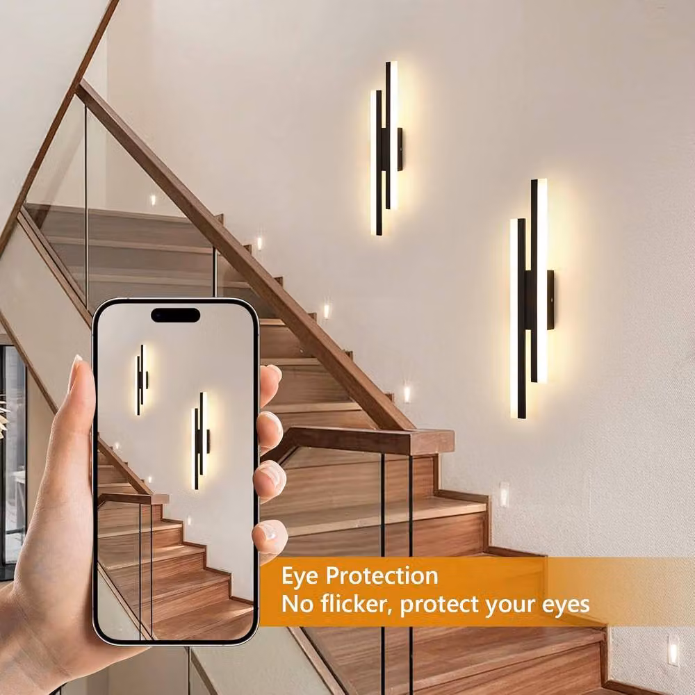 Goeco Modern Black LED Wall Light with Warm White 3000K Acrylic and Aluminium Finish – 4