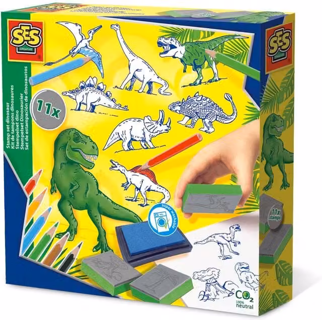 SES Dinosaur Rubber Stamp Set in Green and Multicolour