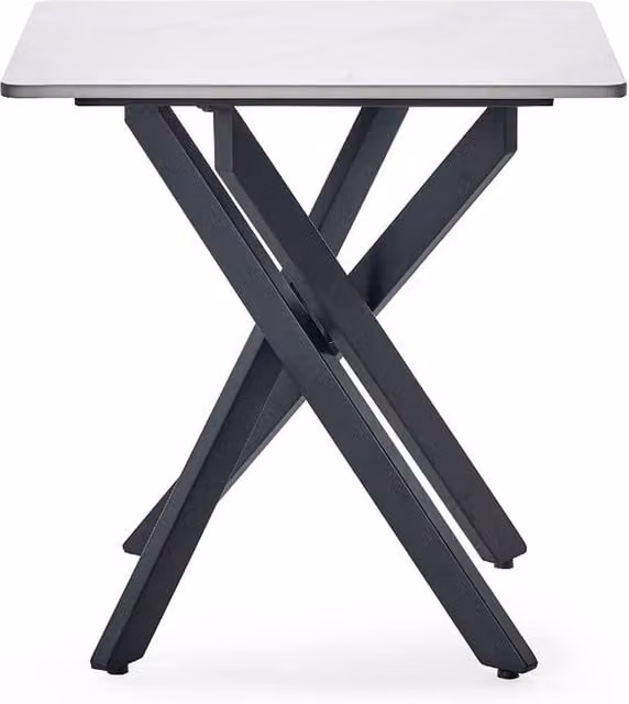 Cheshire Macallan Modern Square Marble Lamp Table in White and Black with X-Frame