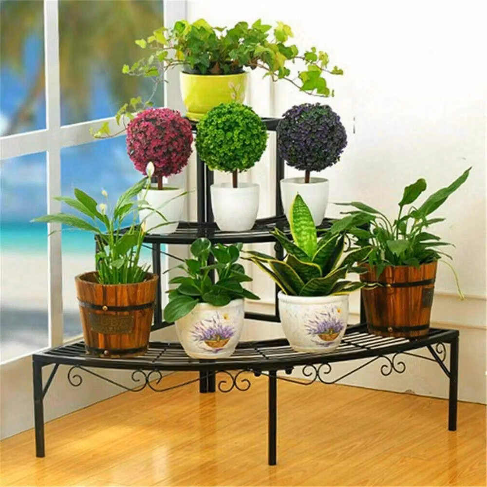 KORVIXA 3-Tier Metal Ladder Plant Stand in Matt Black – 2