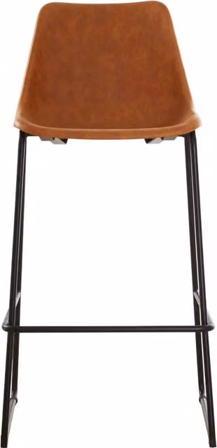 Orsina Orange Synthetic Leather Bar Stool with Black Metal Legs