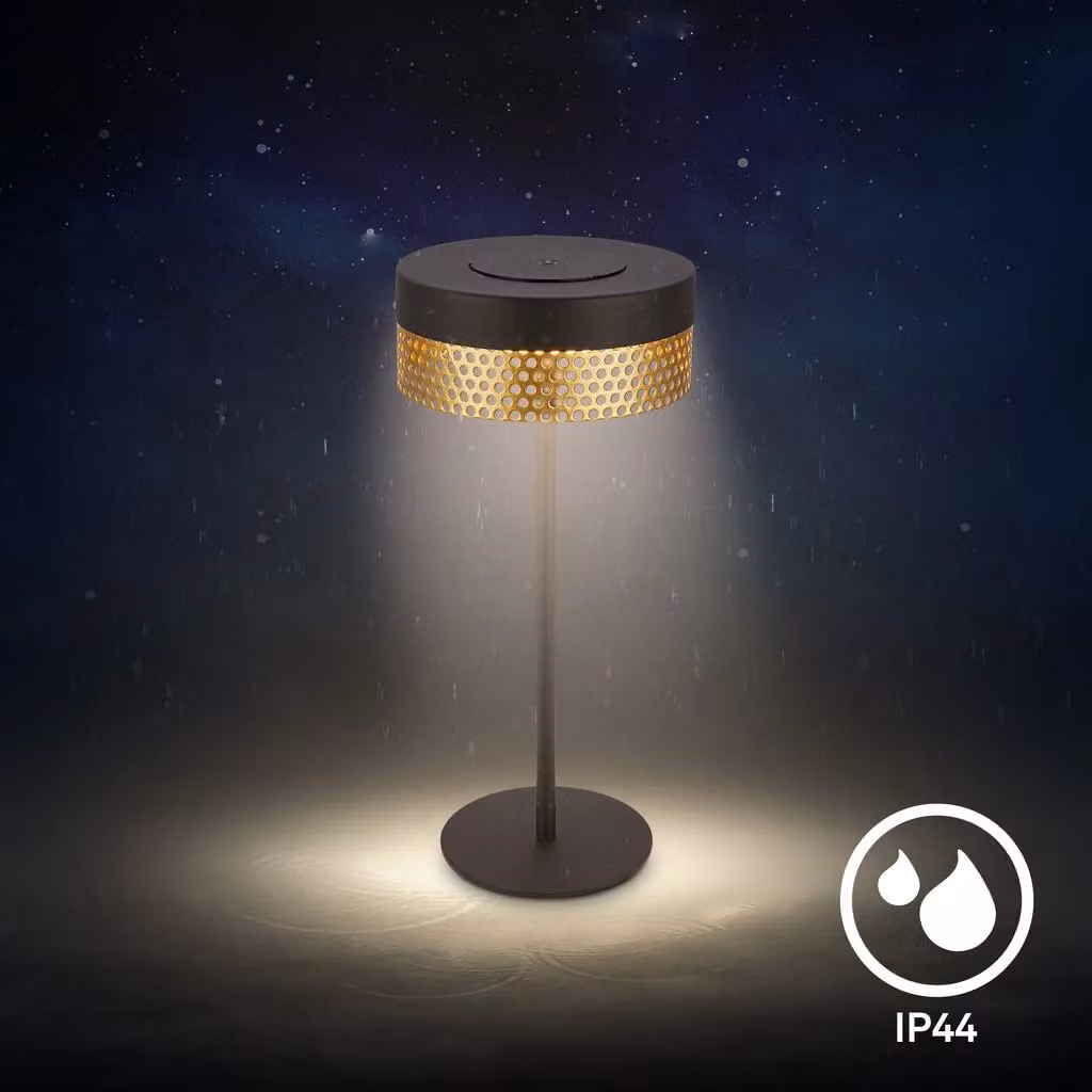 Briloner Rechargeable LED Table Lamp, Dimmable Touch Control, Black and Gold, H 35 cm x W 16 cm x D 16 cm – 5