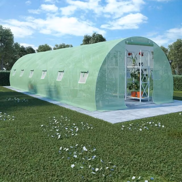 Berkfield Home Green Freestanding Greenhouse with Galvanised Steel Frame, W/D/H: 900 x 300 x 200 cm – 1