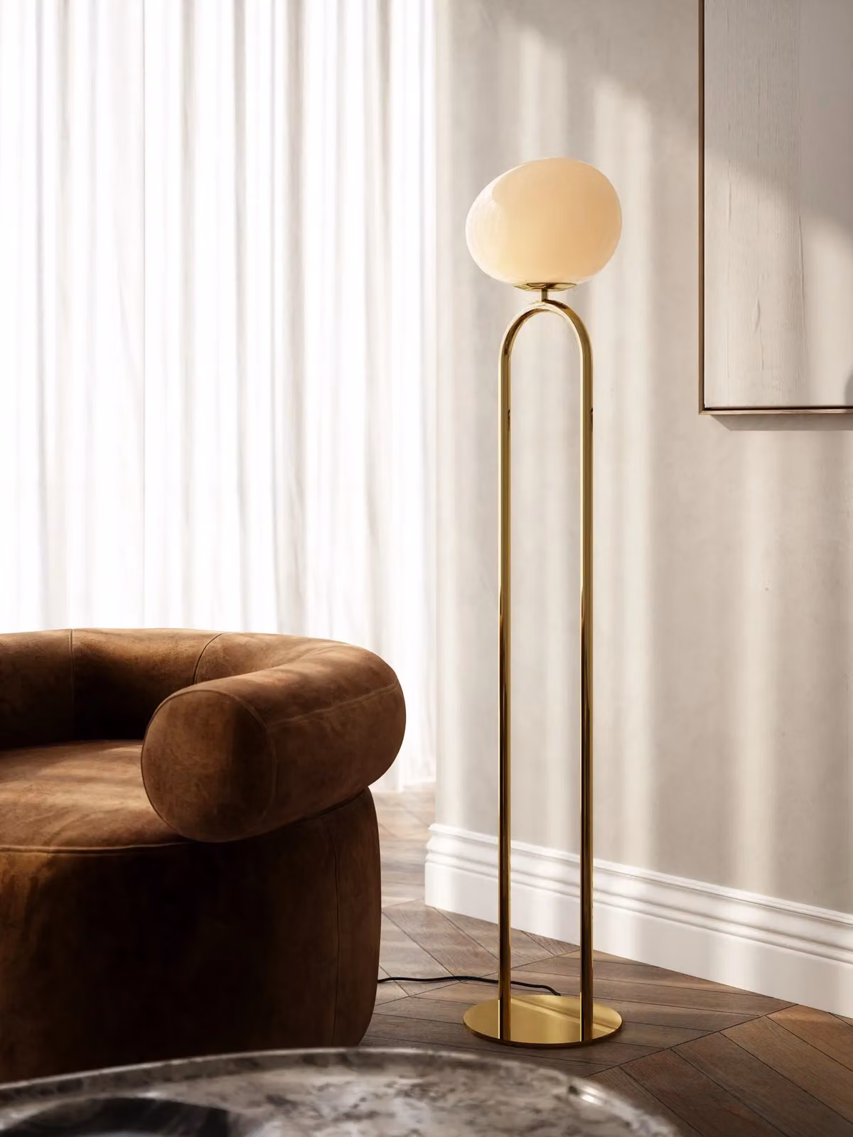 Nordlux Shapes Floor Lamp in Gold and Brass with Transparent Glass, E27 – 3