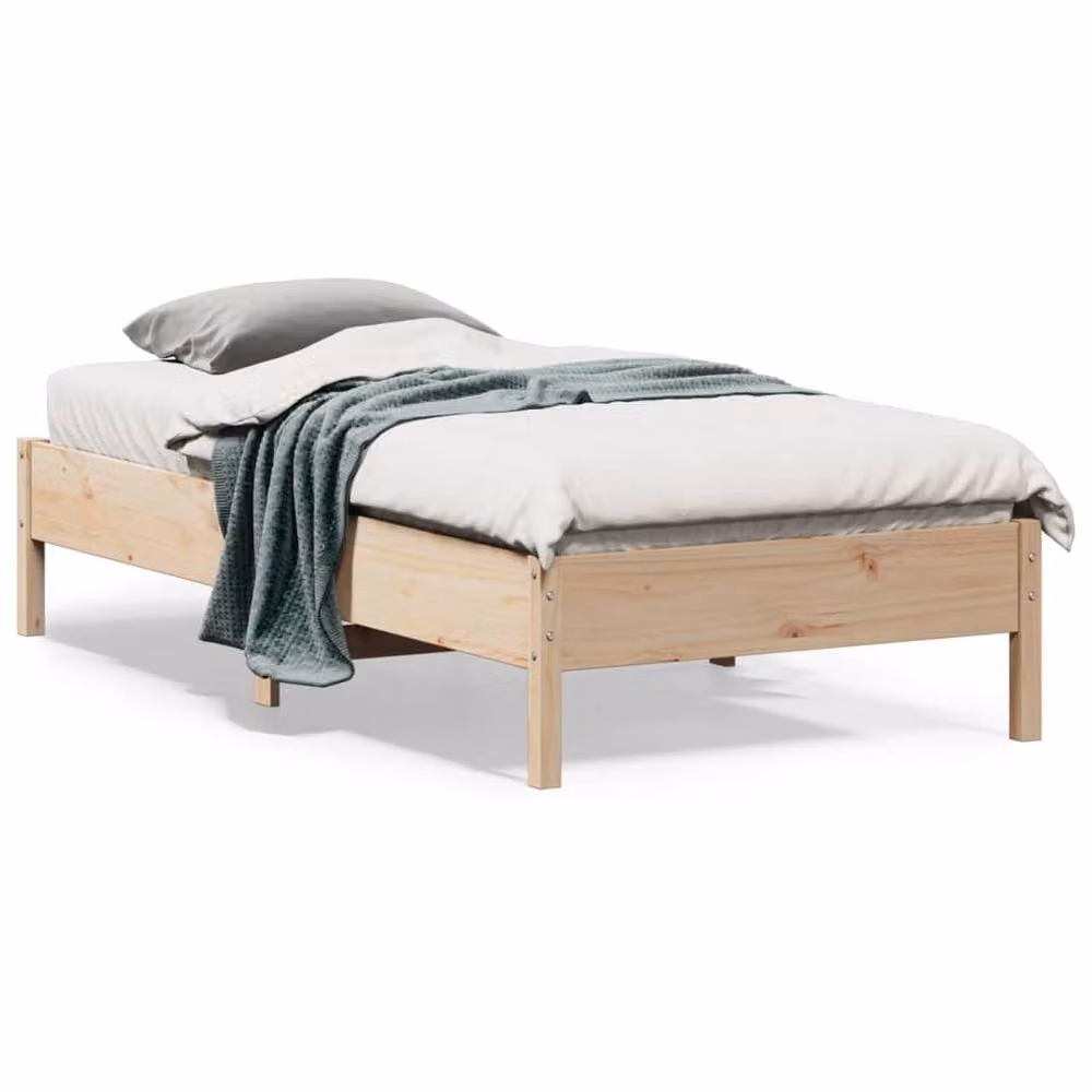 Berkfield Home Beautiful Small Single Solid Wood Bed Frame in Beige, W/D/H: 75 x 190 x 36.5 cm – 2