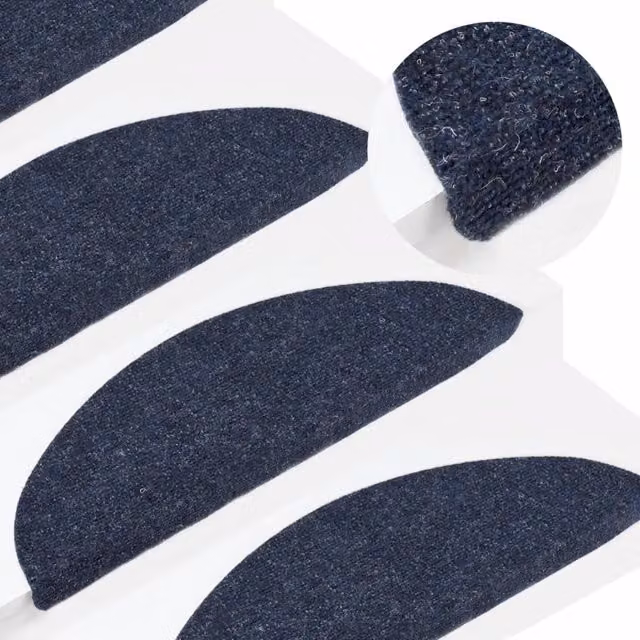 Berkfield Home Self-adhesive Non-slip Stair Mats, 15 Pieces, Blue, W: 56 cm, D: 17 cm, H: 3 cm – 1