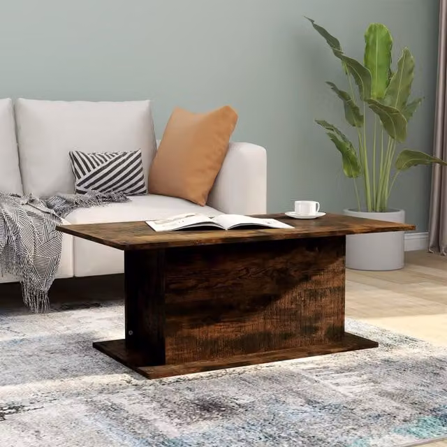 Berkfield Home Smoked Oak Coffee Table in Brown, W: 102 cm, D: 55.5 cm, H: 40 cm – 1
